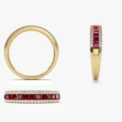 14k Half Eternity Square Ruby Anniversary Ring