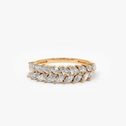 14k Half Eternity Two Rows Marquise Diamond Band