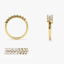 14k Half Eternity Two Rows Marquise Diamond Band
