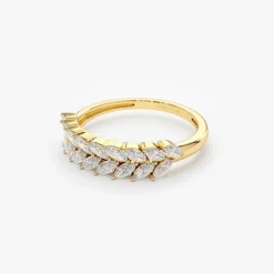 14k Half Eternity Two Rows Marquise Diamond Band
