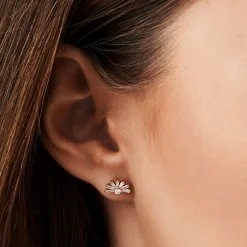 14k Half Round Tapered Baguette Diamond Studs