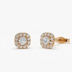 14k Halo Setting Diamond Studs