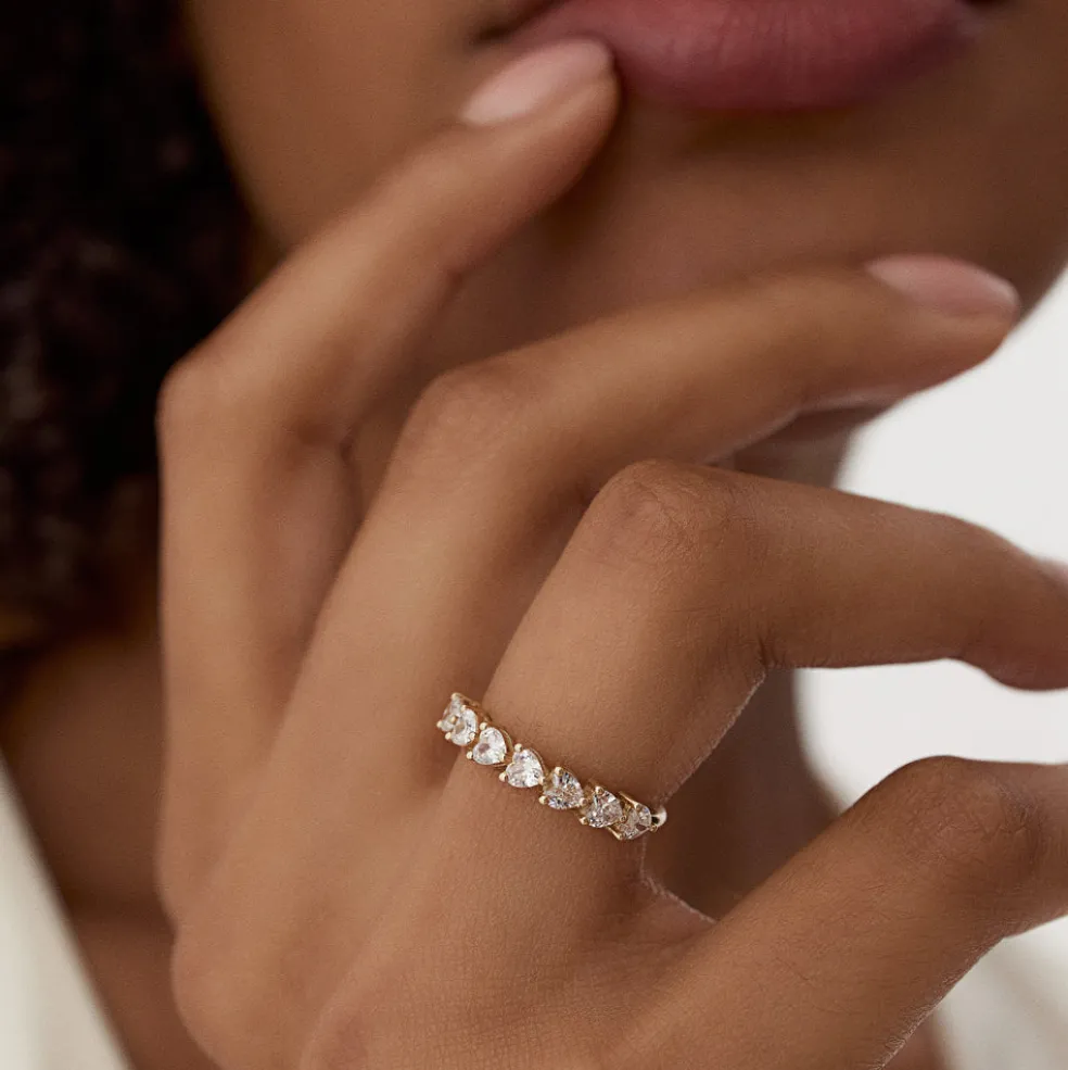 14k Heart Shape Horizontal Prong Setting Diamond Ring