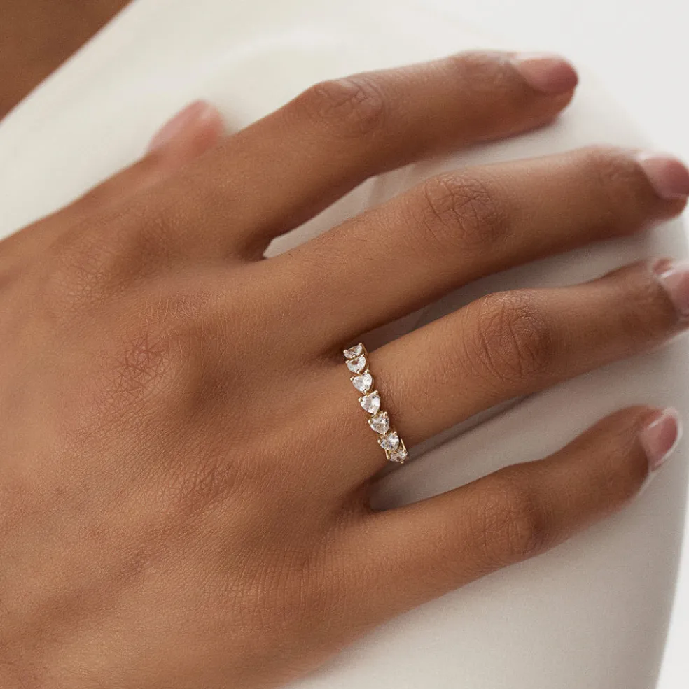 14k Heart Shape Horizontal Prong Setting Diamond Ring