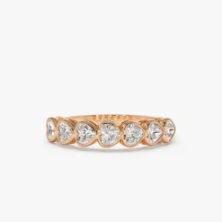 14k Heart Shape Horizontal Bezel Setting Diamond Ring