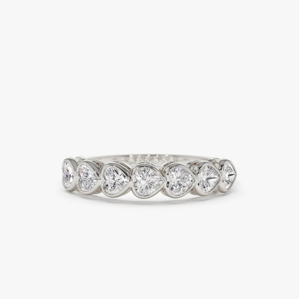 14k Heart Shape Horizontal Bezel Setting Diamond Ring