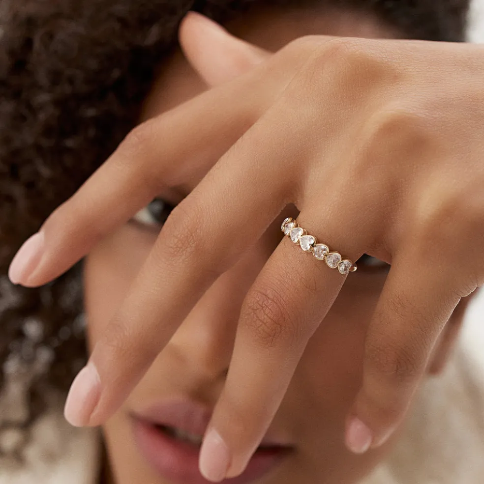 14k Heart Shape Horizontal Bezel Setting Diamond Ring