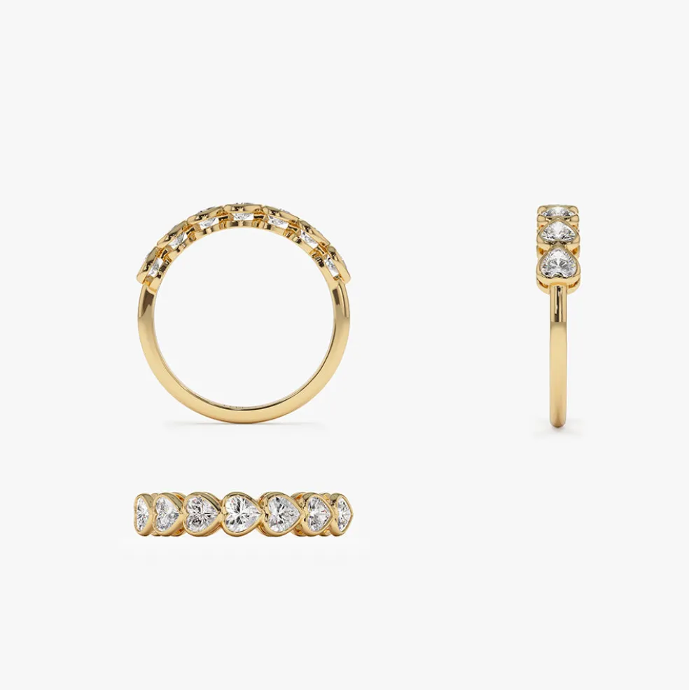 14k Heart Shape Horizontal Bezel Setting Diamond Ring