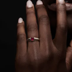 14k Heart Shape Ruby Beveled Ring