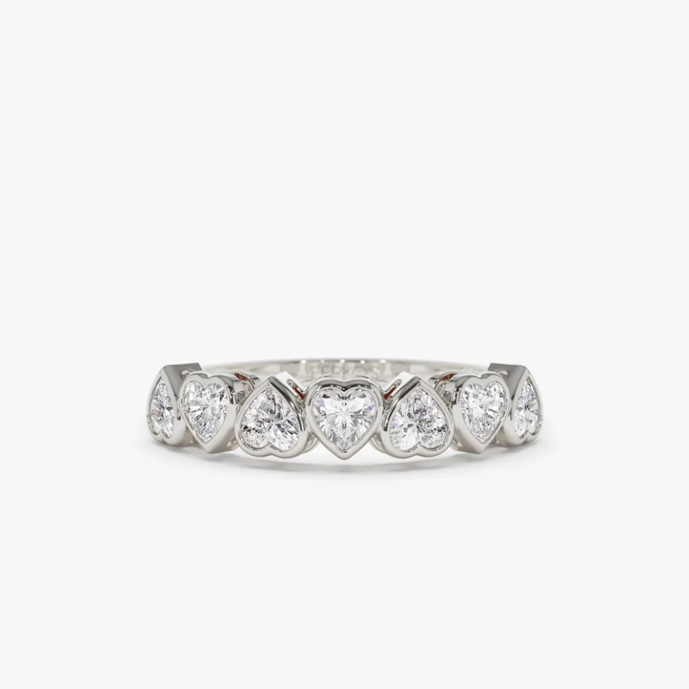14k Heart Shape Up Down Bezel Setting Diamond Ring