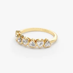 14k Heart Shape Up Down Bezel Setting Diamond Ring
