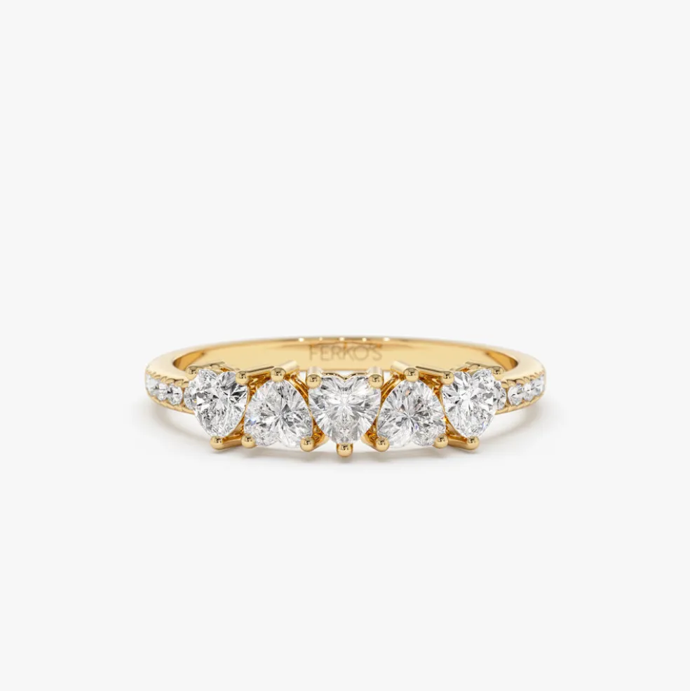 14k Heart Shaped Diamond Ring w/ Pave Diamonds