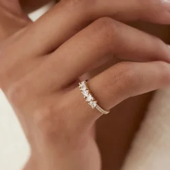 14k Heart Shaped Diamond Ring w/ Pave Diamonds