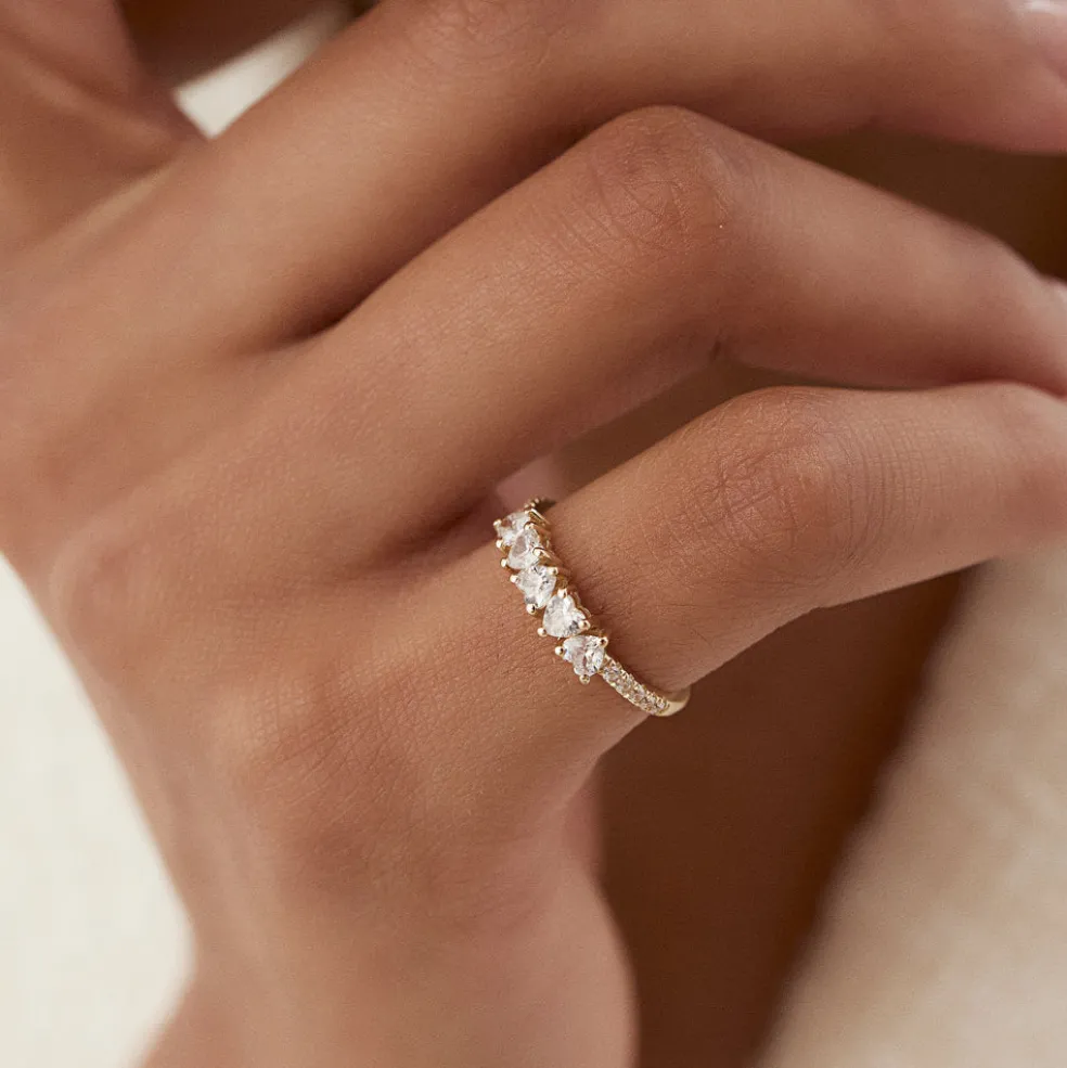 14k Heart Shaped Diamond Ring w/ Pave Diamonds