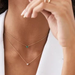 14k Heart-Shape Emerald Necklace
