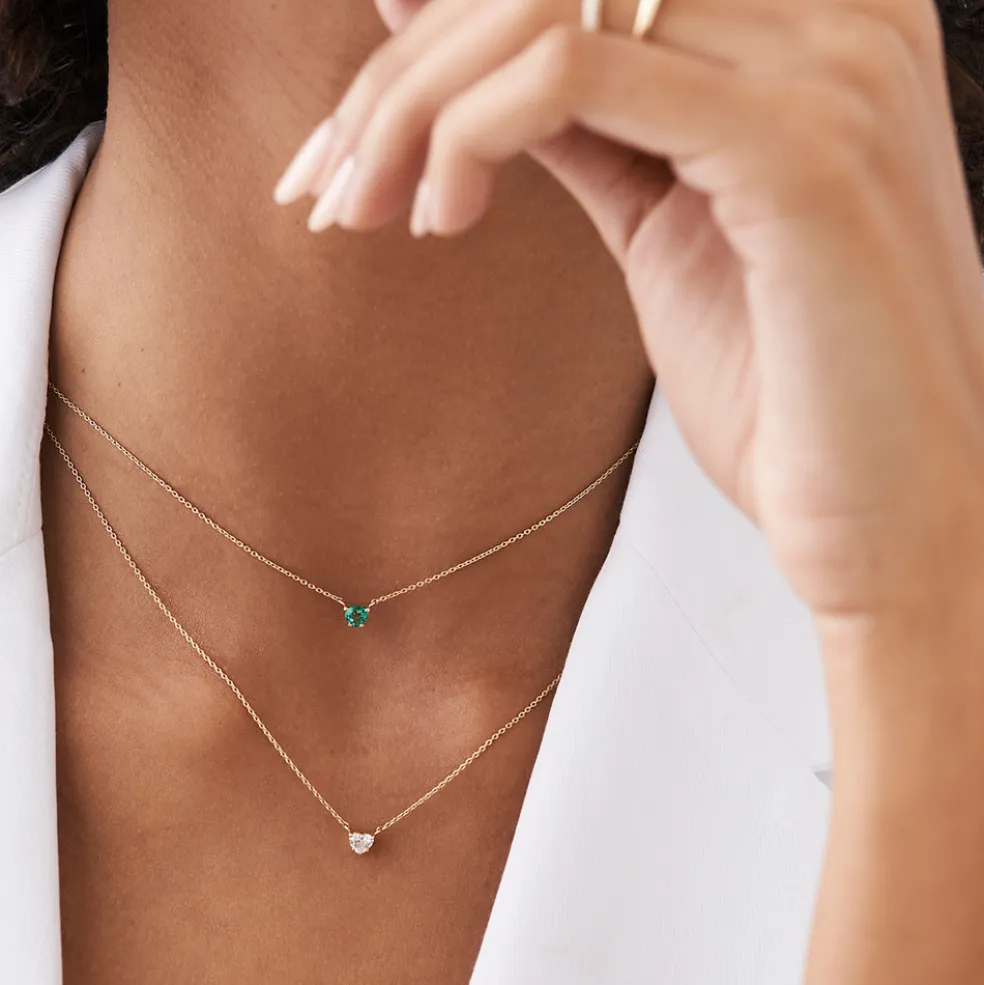 14k Heart-Shape Emerald Necklace
