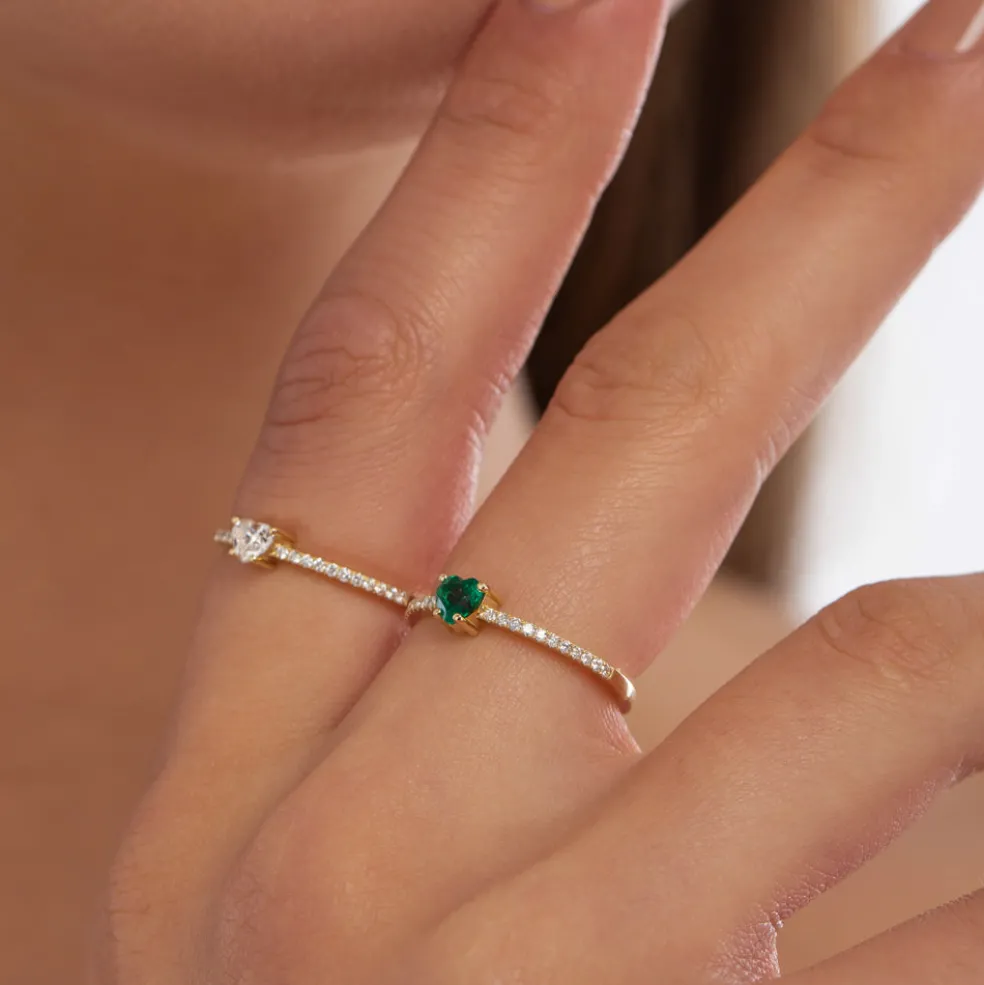 14k Heart-Shaped Diamond Ring