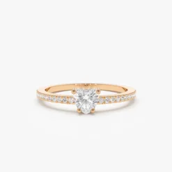 14k Heart-Shaped Diamond Ring