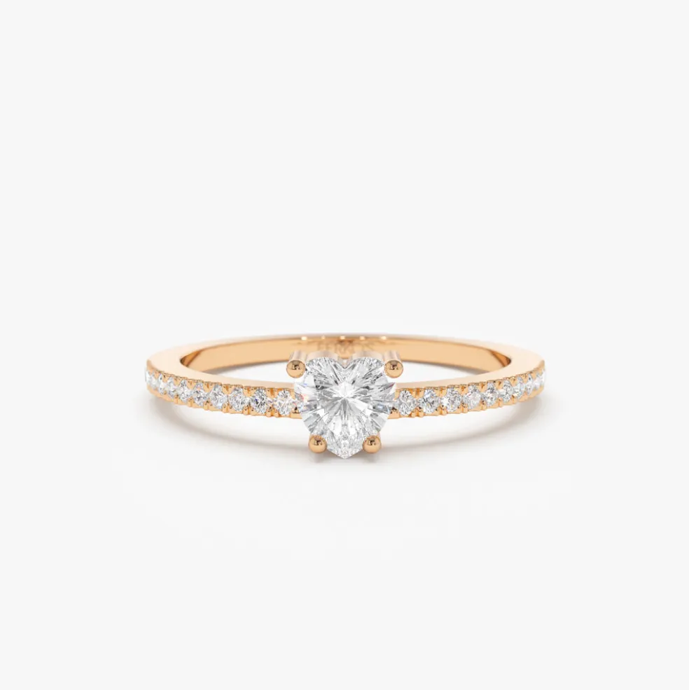 14k Heart-Shaped Diamond Ring