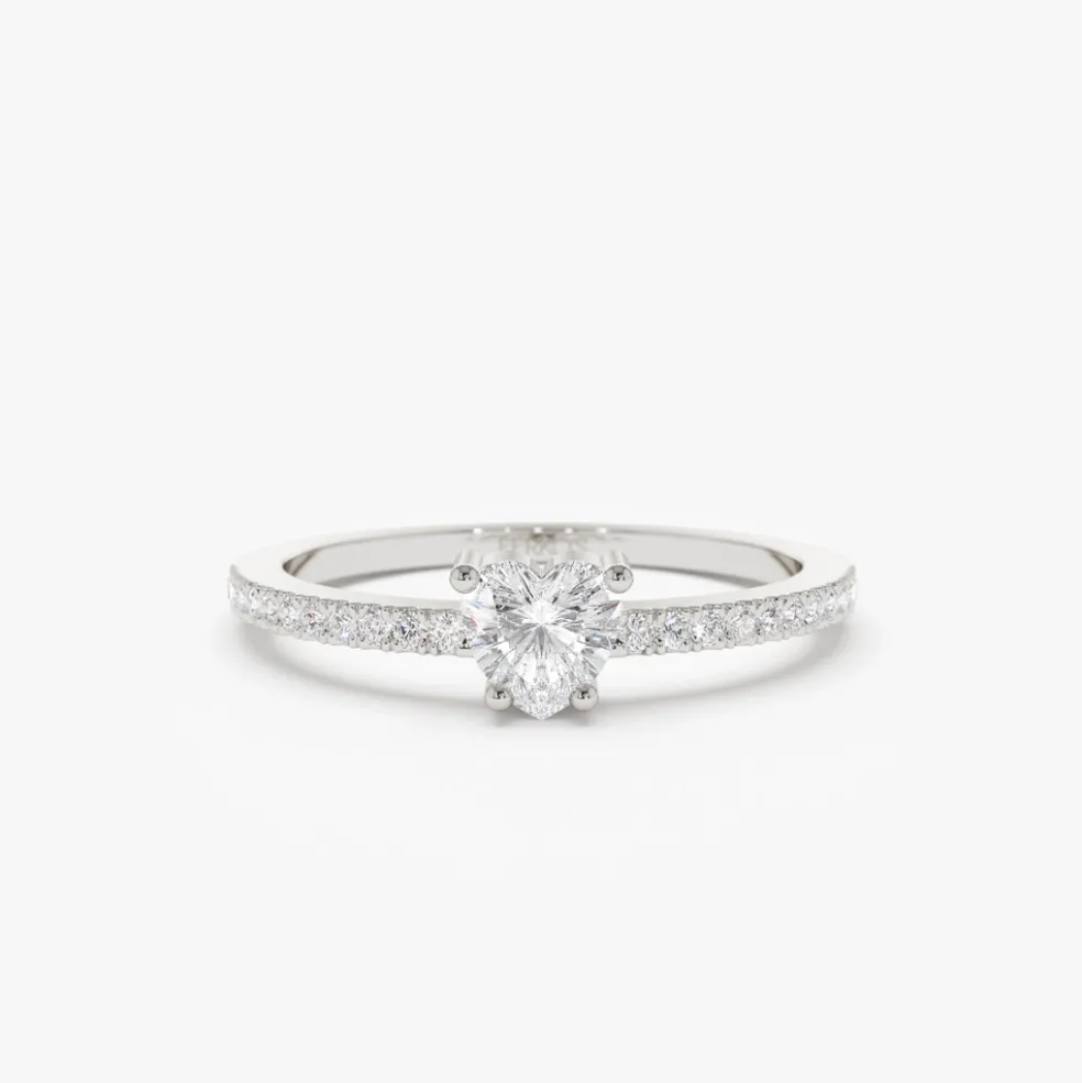 14k Heart-Shaped Diamond Ring