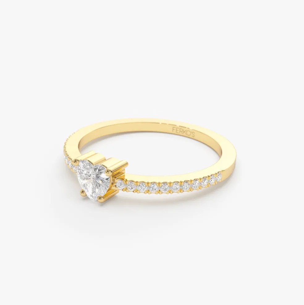 14k Heart-Shaped Diamond Ring