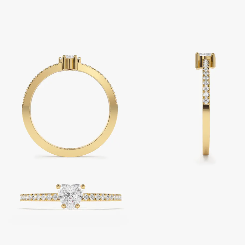 14k Heart-Shaped Diamond Ring