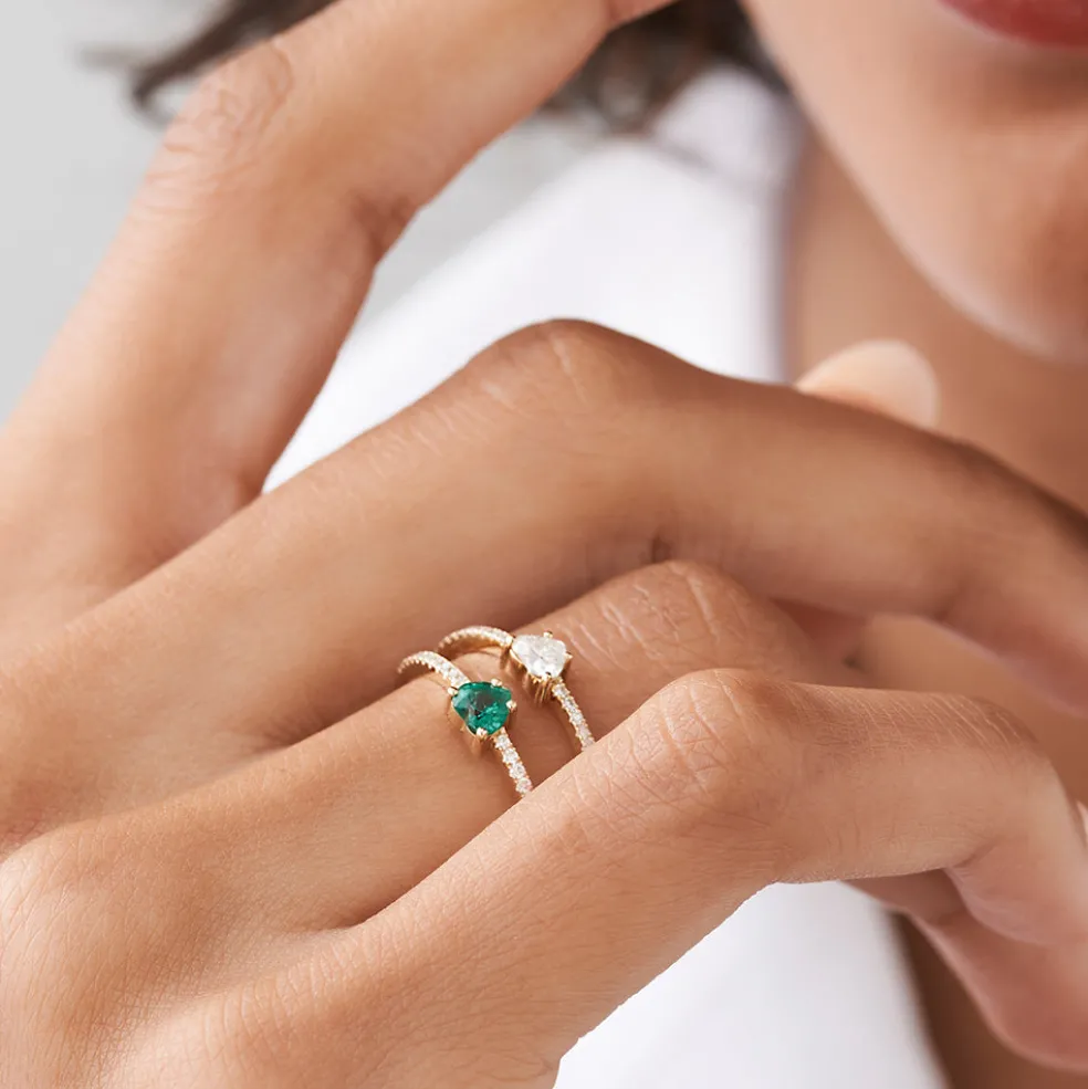 14k Heart-Shaped Emerald Ring