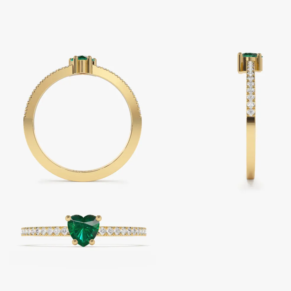 14k Heart-Shaped Emerald Ring