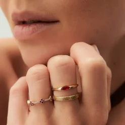 14K Horizontal Marquise Shape Natural Ruby Ring