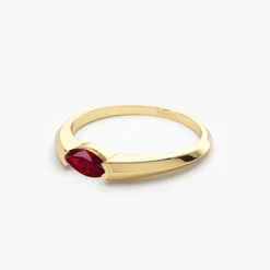 14K Horizontal Marquise Shape Natural Ruby Ring