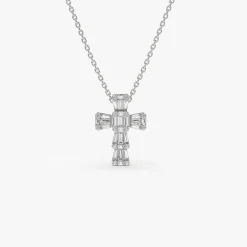 14k Illusion Setting Baguette Diamond Cross