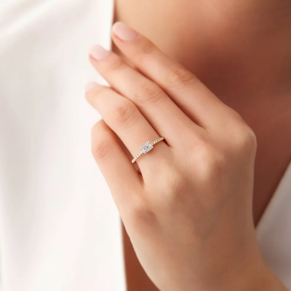 14k Illusion Setting East to West Baguette Diamond Ring