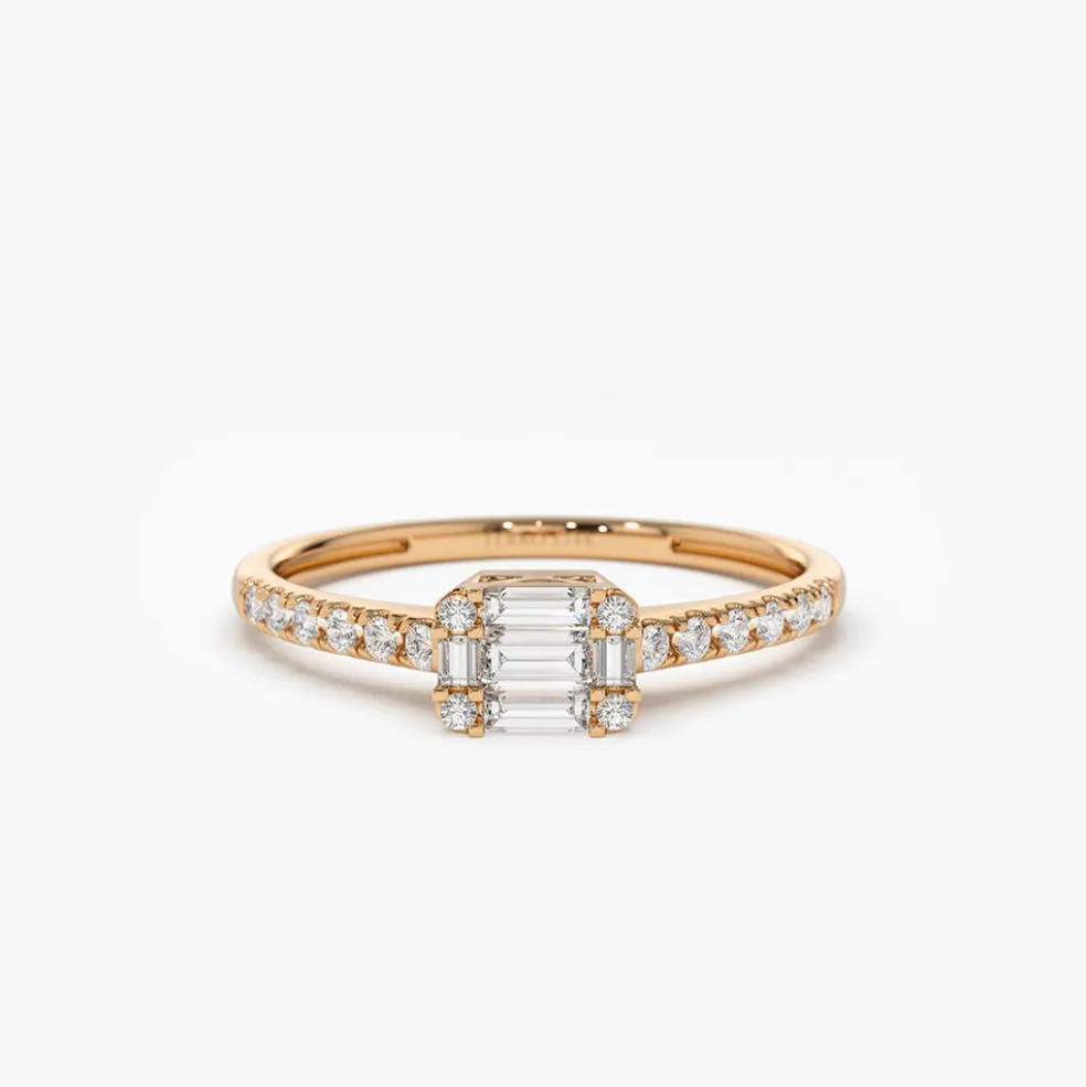 14k Illusion Setting East to West Baguette Diamond Ring