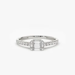 14k Illusion Setting East to West Baguette Diamond Ring