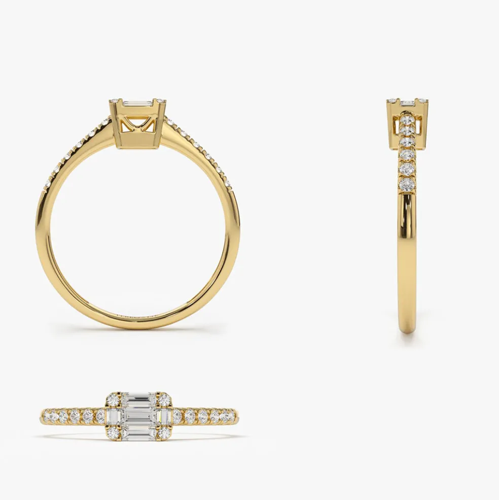 14k Illusion Setting East to West Baguette Diamond Ring