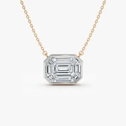 14k Illusion Setting Step Cut Mosaic Diamond Necklace