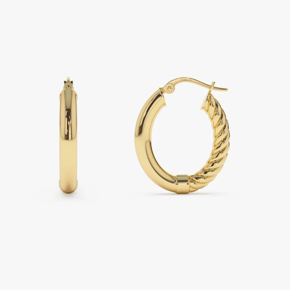 14k Inside-Out Gold Hoop Earrings 20MM