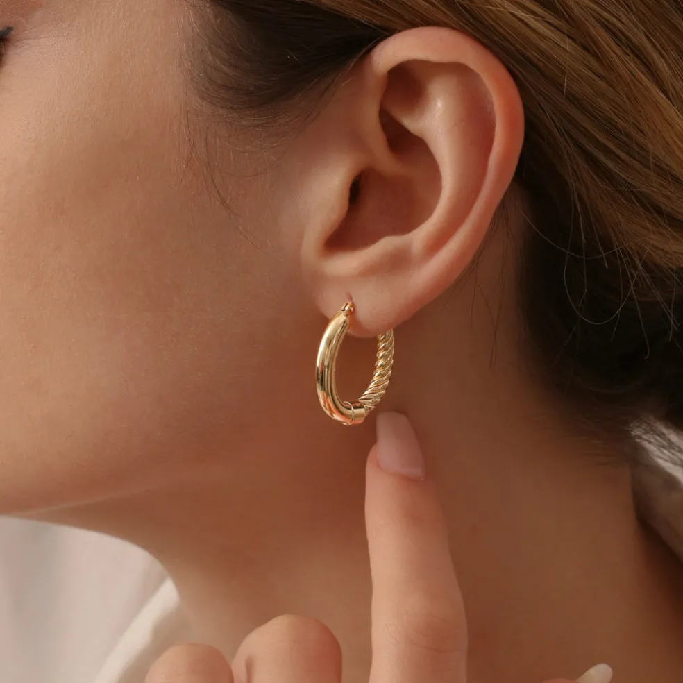 14k Inside-Out Gold Hoop Earrings 20MM