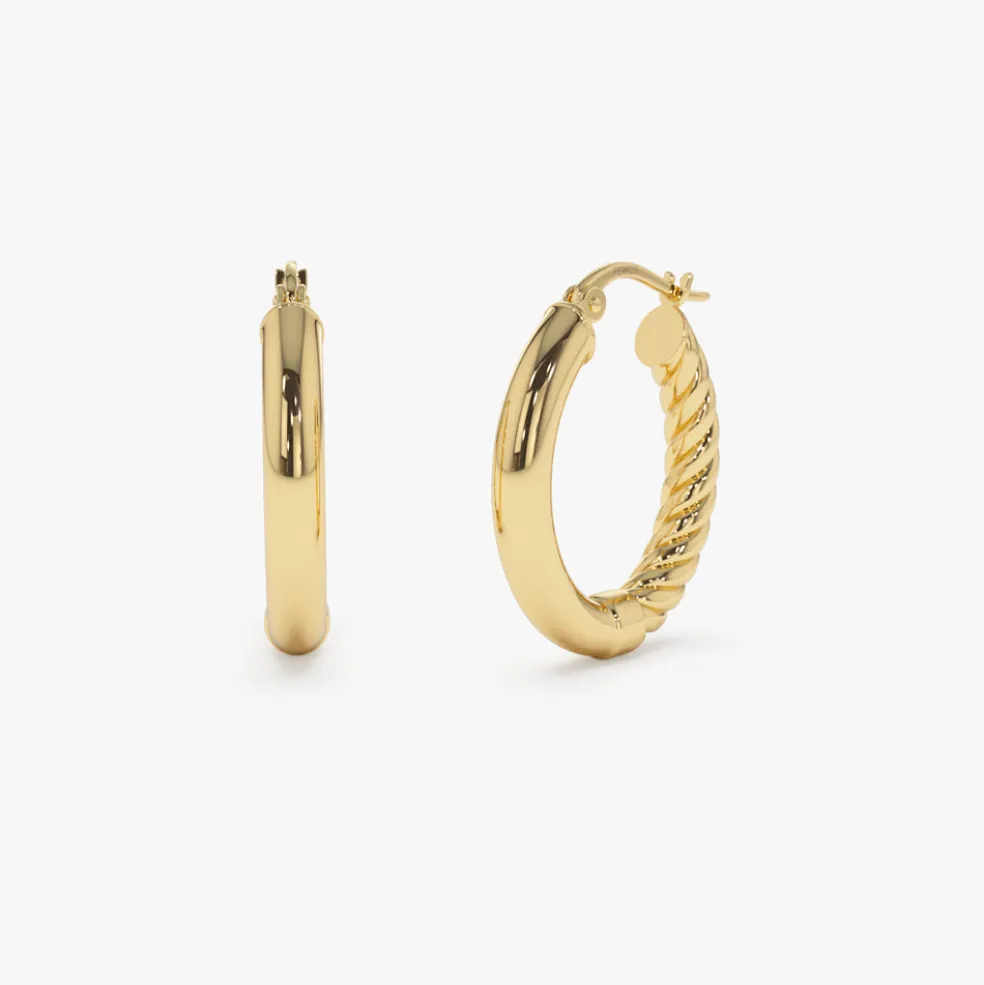 14k Inside-Out Gold Hoop Earrings 20MM