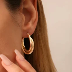 14k Intertwined Gold Hoop Earrings 30MM