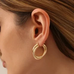 14k Intertwined Gold Hoop Earrings 30MM