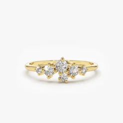 14K Large Diamond Cluster Ring