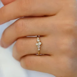 14K Large Diamond Cluster Ring