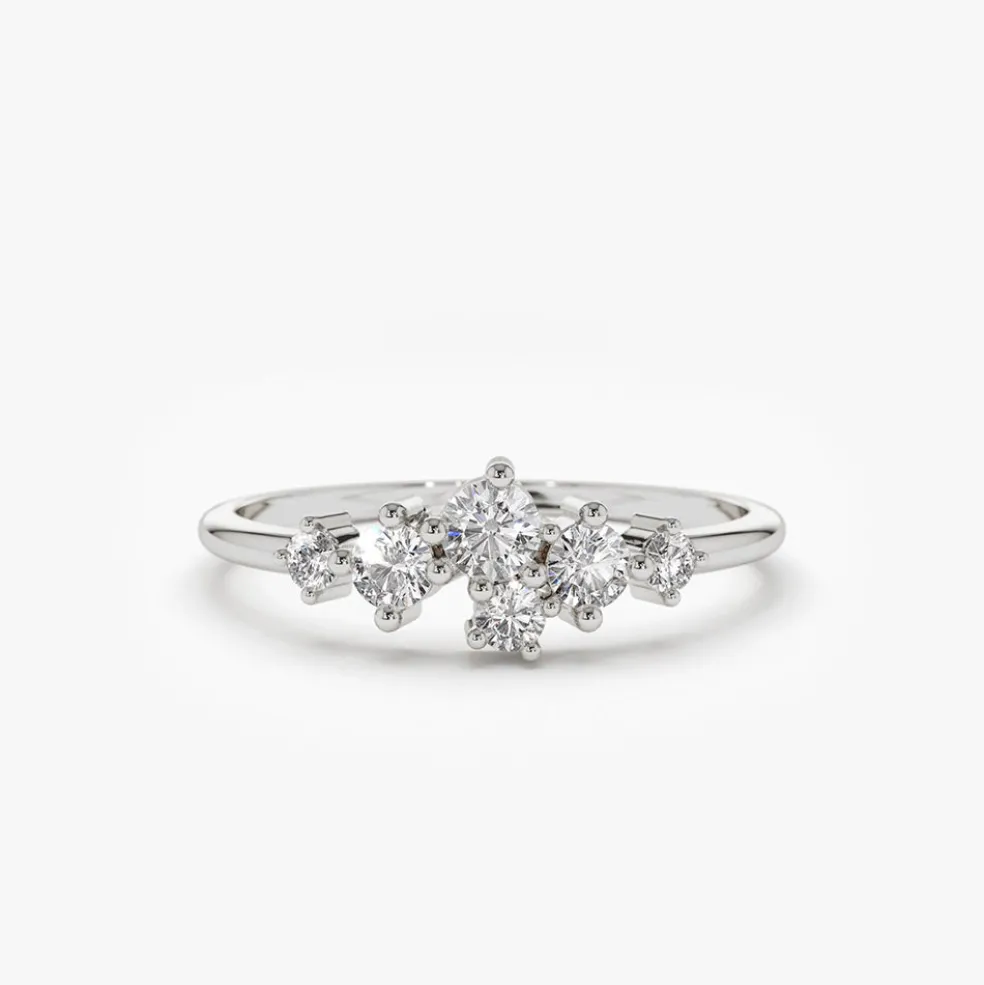 14K Large Diamond Cluster Ring