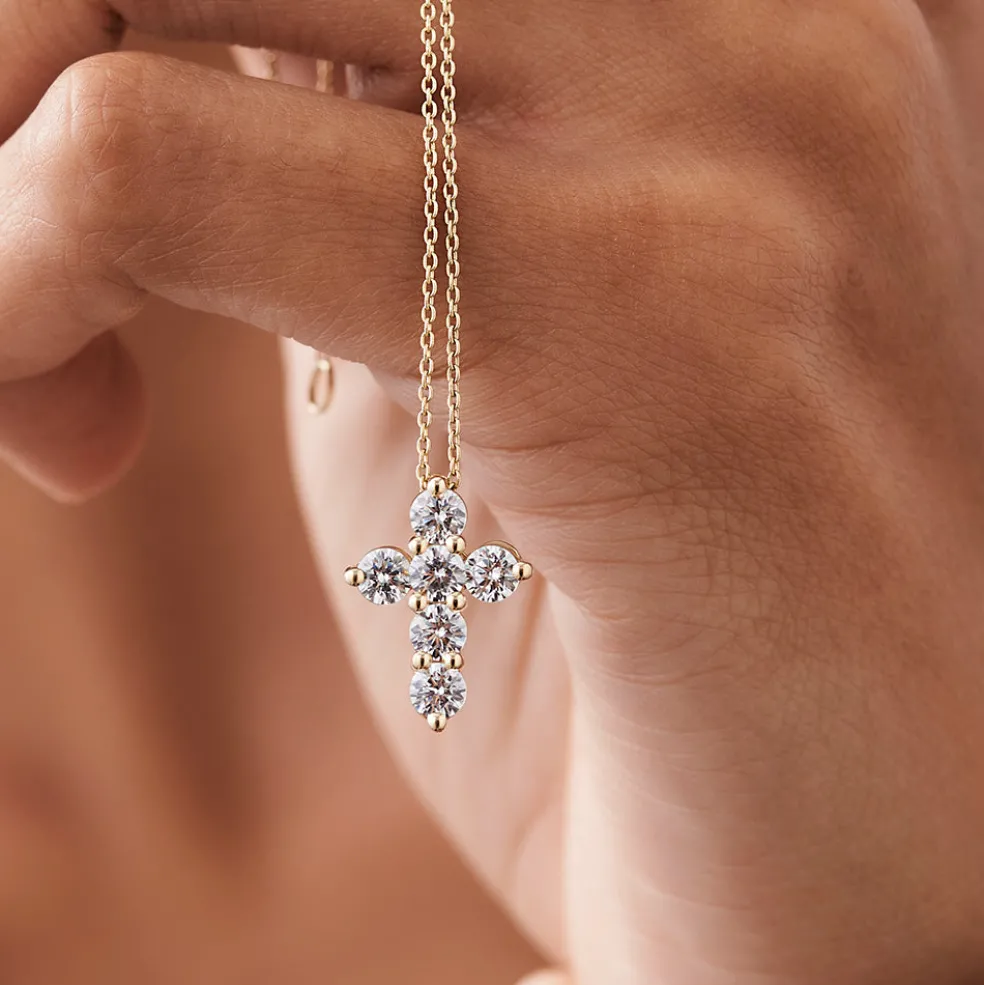 14k Large Diamond Cross