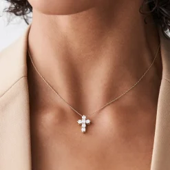14k Large Diamond Cross