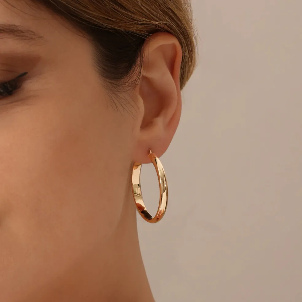 14k Large Gold Hoop Earrings 35MM