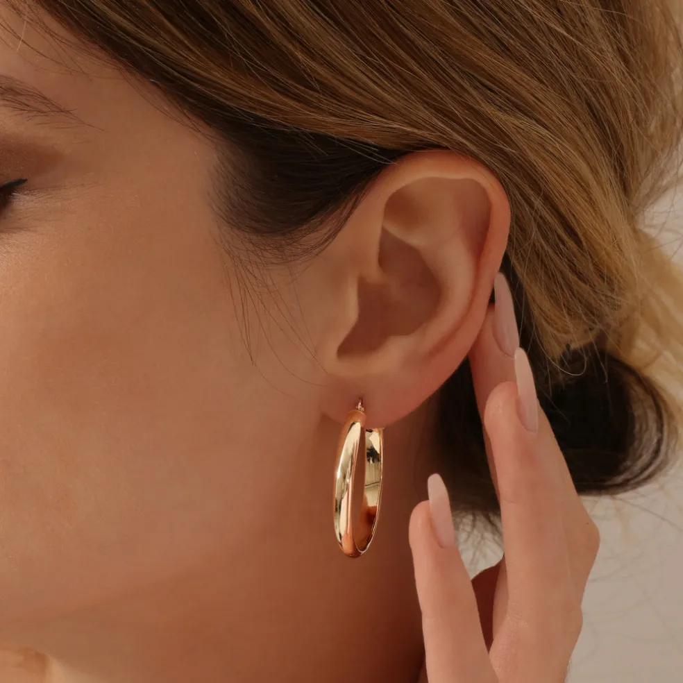 14k Large Gold Hoop Earrings 35MM