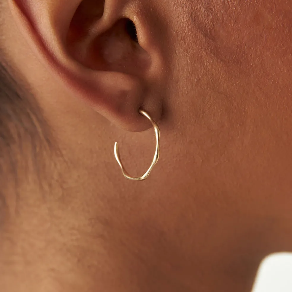 14k Large Wave Hoop Earrings