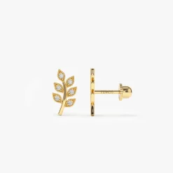 14k Leaf Diamond Helix Piercing